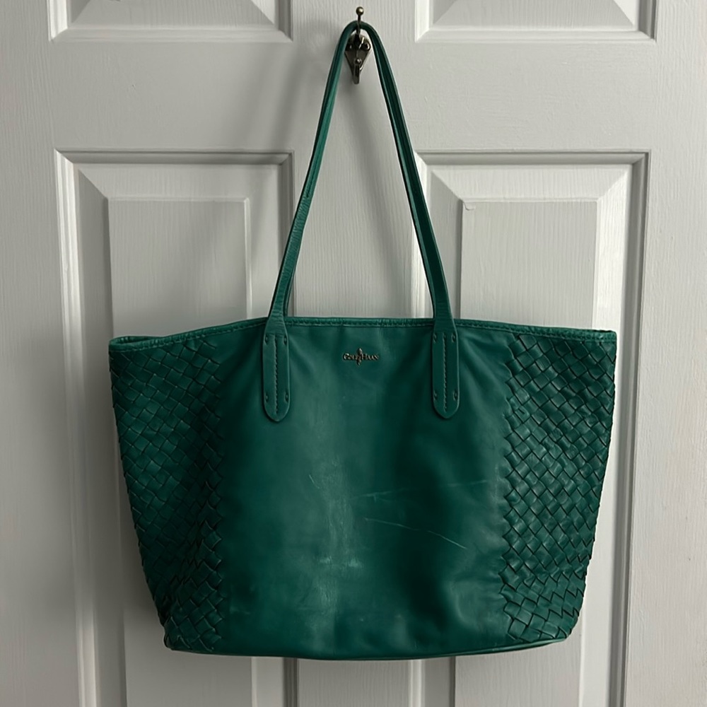 Cole Haan green leather tote.